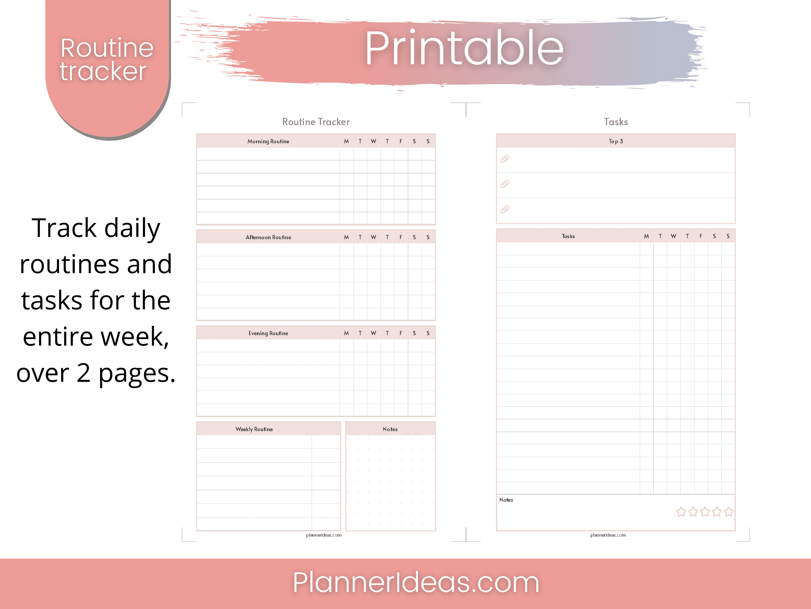 Weekly routines and tasks tracker