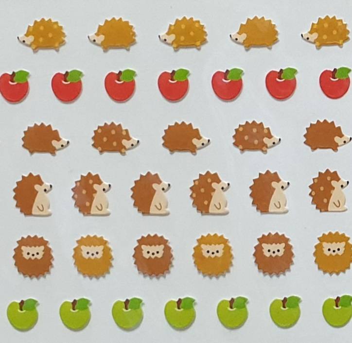 Porcupine and apple stickers
